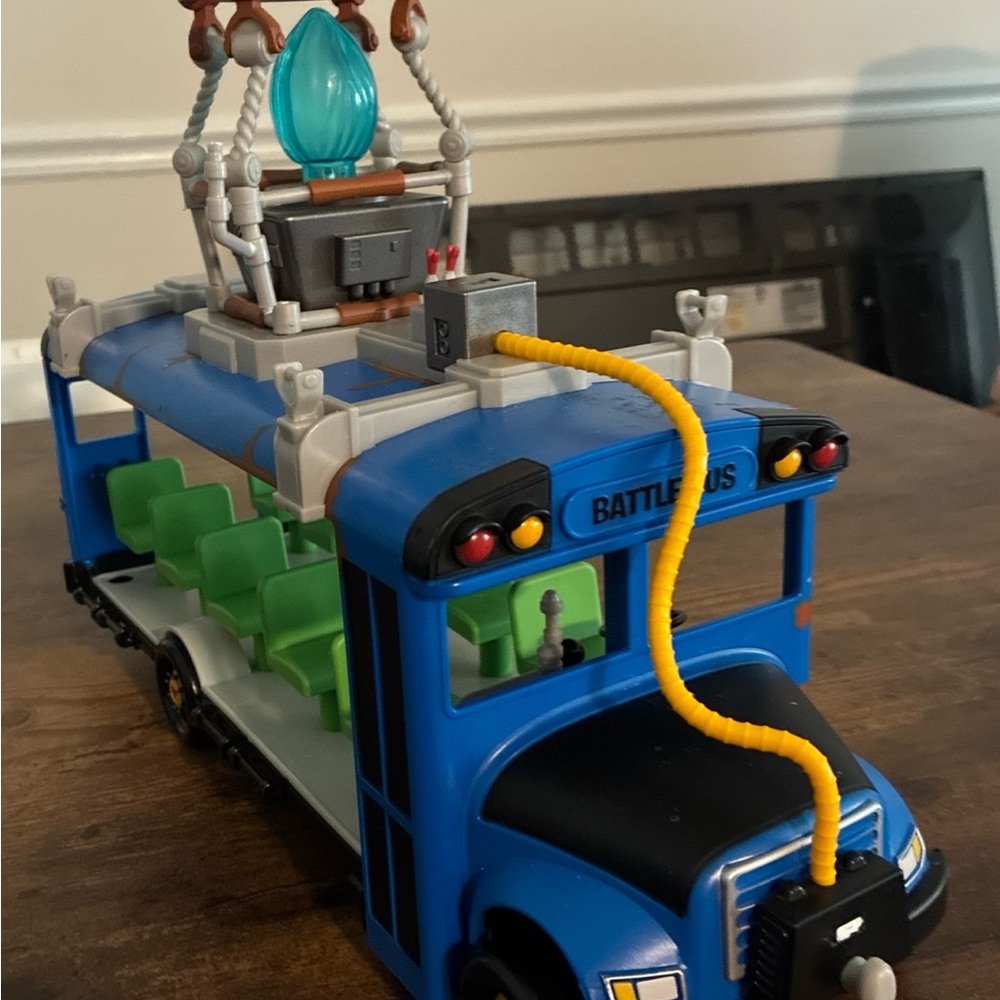 Fortnite Battle Bus  with Blue and Green Colors